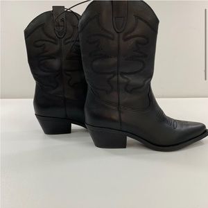 Steve Madden Women's Shoe 6 Black Leather Western Boot US 6